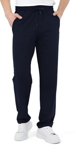 Image of INSAFIANS Kids Mens Unisex Fleece Jog Pants – Open Hem School PE Sports Trousers (Navy 7-8 Years)