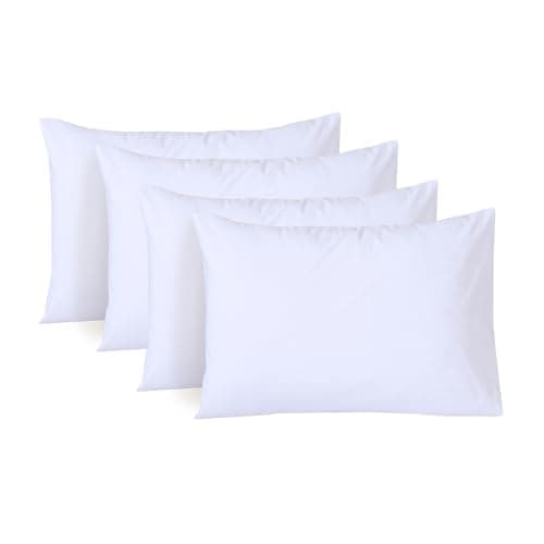 Image of My home store White Pillow Cases 4 Pack - T200 100% Egyptian Cotton Envelop Closure Pillowcases - Hotel Quality Wrinkle Free Soft & Breathable Pillows Cover