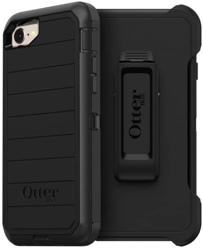 Image of OtterBox Defender Series Case & Holster for iPhone SE 3 2022 / 3rd Gen SE - Non-Retail Packaging - Black - with Microbial Defense