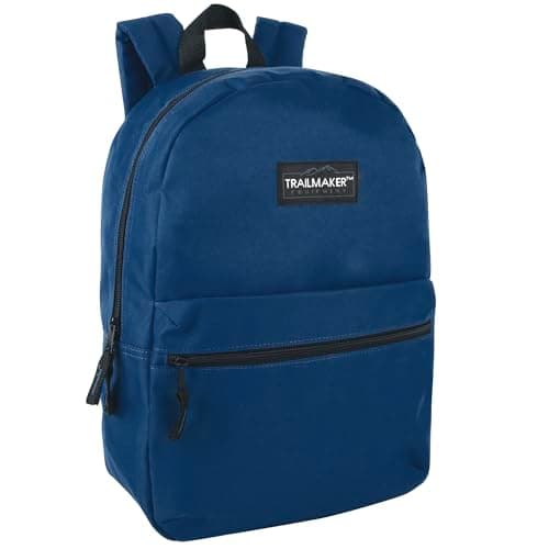 Image of Classic Vintage Backpack for Adults and Kids with Adjustable Padded Shoulder Straps | School Bookbags for Girls, Boys (Navy)