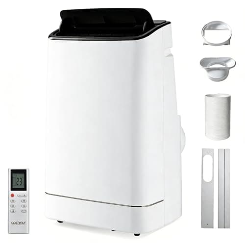 Image of COSTWAY 18000 BTU Portable Air Conditioner, 4 in 1 Auto Swing Mobile Cooler, Dehumidifier, Fan with Sleep Mode, 3 Speeds, 24H Timer, Remote Control & LED Display for Rooms up to 450ft