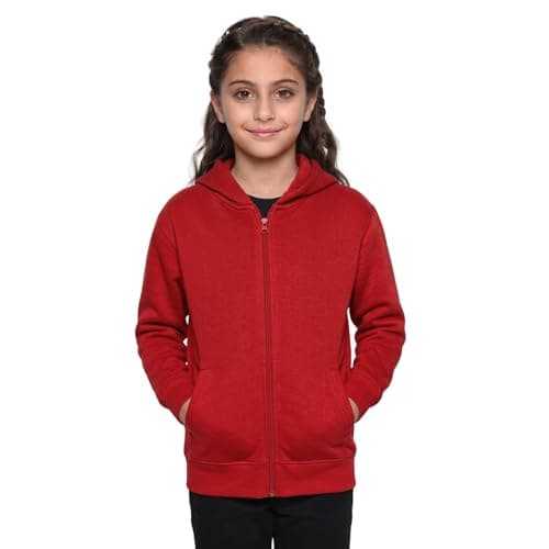 Image of GW CLASSY OUTFIT Kids Girls Boys Zipper Hoodie Unisex Fleece Zipper Top Jacket PE School Sweat Hoodie Casual Fashion UK Size 4-13 Years (7-8 Years, Red)