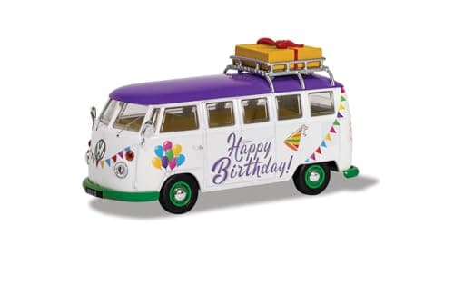 Image of Corgi Diecast Model Cars - CC02734 Volkswagen Campervan Happy Birthday - Men & Women Souvenir Gifts from UK - Small Die Cast Toy Car Models for Boys, Gift for Motor Enthusiasts