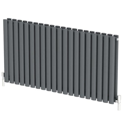 Image of Radiant Living Anthracite Horizontal Radiator 600 x 1200mm – Double Panel Oval Column Designer Radiator, High Efficiency Modern Steel Heating for Living Room & Bathroom