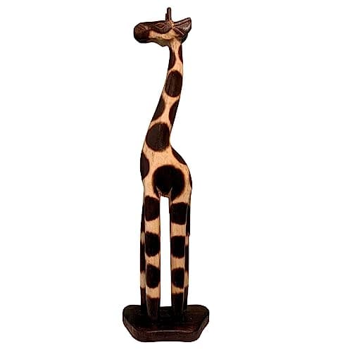 Image of My Family House Wooden Giraffe Ornament Hand Carved Safari Jungle Themed African Fair Trade Animal 40cm