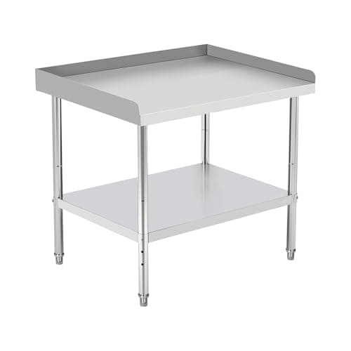 Image of Stainless Steel Kitchen Catering Table, 90x60x76cm Heavy Duty Commercial Prep Table w/Wheels, Adjustable Shelf, 3-Sided Backsplash,NSF Certified- Food Preparation Counter for Restaurant, Home, Hotel