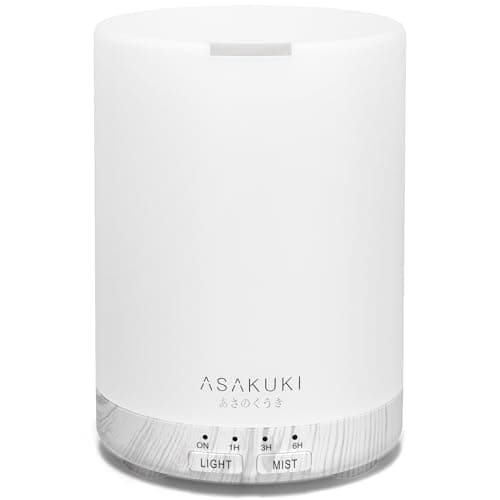 Image of ASAKUKI 300ml Essential Oil Diffuser, Ultrasonic Aromatherapy Scented Humidifier for Bedroom,Baby Room,Spa with 7 LED Color Lights and Auto Shut-Off, BPA-Free (White Oak Grain)