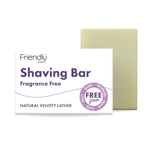 Image of Friendly Soap - Fragrance-Free Shaving Bars (95g), Rich, Soothing, Plant-Based, Cruelty-Free, Made By Hand, No Preservatives or Sulphates, Sustainable, Recyclable
