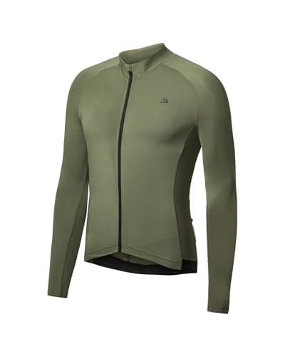 Image of DANISH ENDURANCE Men's Cycling Jersey, Long Sleeve Cold Weather Mountain Bike Jersey for Long Distance Cycling, Olive, XL