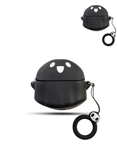 Image of Case for Google Pixel Buds 2a Wireless Earbuds, daunke Soft Silicone Protective Cover, Ghost-shaped Case with Lanyard, Full Protection,Black
