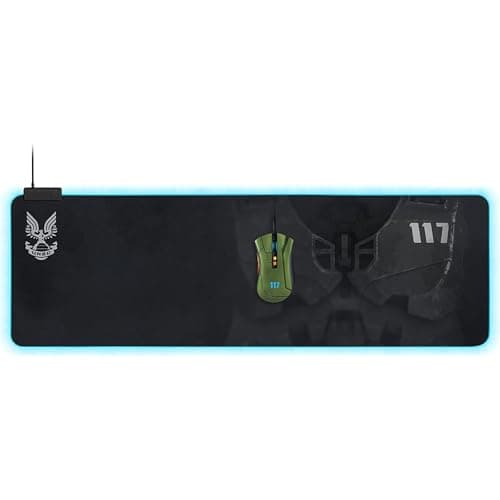 Image of Razer Goliathus Extended Chroma - Soft Extended Gaming Mouse Mat with Razer Chroma RGB Lighting (Cable Holder, Fabric Surface, Quilted Edge, Optimized for all Mice) HALO Infinite Ed.
