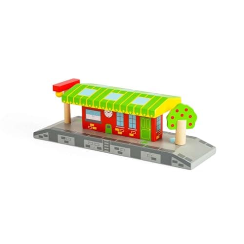 Image of Bigjigs Rail Village Station | Kids Railway Accessories for Wooden Trains & Tracks | Toy Figures for Train Set & Town | Wood Model Platform | Educational Toddler Toys | Gifts for 3+ Year Old Children