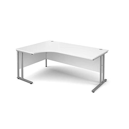 Image of Maestro 25 Left Hand Ergonomic 1800 Desk with Silver Legs - Color: White