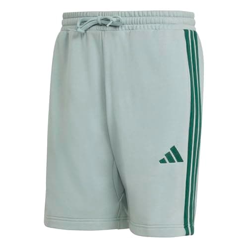 Image of adidas Men's Essential Three Stripes French Terry Short, Wonder Sage/Collegiate Green, XL
