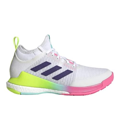 Image of adidas Women's Crazyflight Mid Volleyball Shoe, White/Team Collegiate Purple/Flash Aqua, 4 UK