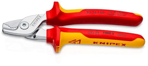 Image of KNIPEX Stepcut Cable Shears Chrome-Plated Insulated with Multi-Component Grips, VDE-Tested 160 mm, 95 16 160