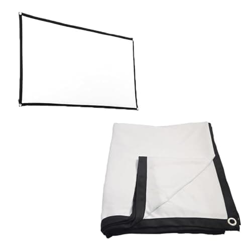 Image of zalati Projector Screen Portable Indoor/Outdoor Movie Theater screen 16/9 polyester white soft screen For outdoor camping Collapsible High Contrast Hanging Hole Grommets - 51inch