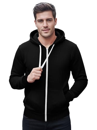 Image of Love My Fashions® Men Athletic Zip-up Workout Hoodie Full Sleeve Pullover Sports Hoody with Pockets Available in Plus Sizes Black