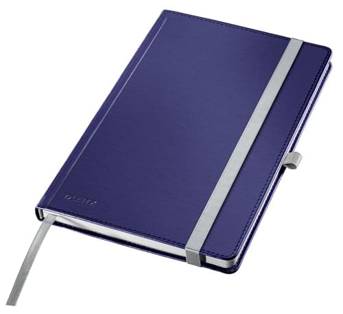 Image of Leitz Style A5 Squared Notebook, Hardcover, 160 Pages, 80 Sheets, FSC-Certified 100 g/m² Paper, Elastic Strap & Bookmark, for Office & Home Office, Blue, 44861069