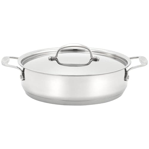 Image of Stellar Profile 24cm Shallow Casserole Pan – 2L Stainless Steel Uncoated Saute Pan with Twin Handles – Induction Hob Compatible, Dishwasher & Oven Safe, Uncoated & PFAS-Free