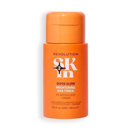 Image of Revolution Skin, Glyco Glow 5% Glycolic Acid & Ginger Brightening AHA Toner, Facial Toner for Radiant Complexion, Vegan & Cruelty-Free, 150ml