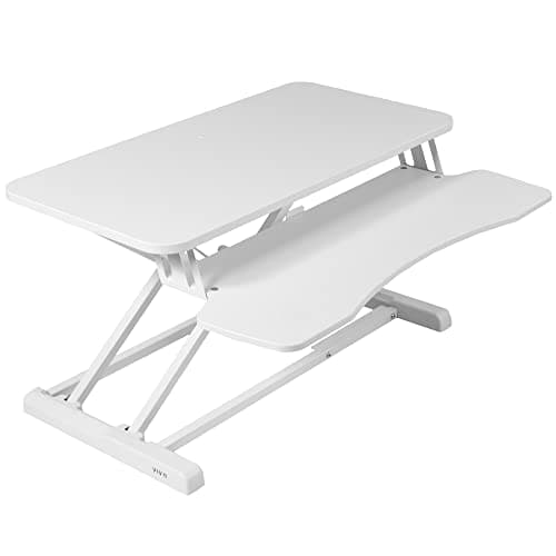 Image of VIVO 81 cm Desk Converter, K Series, Height Adjustable Sit to Stand Riser, Dual Monitor and Laptop Workstation with Wide Keyboard Tray, White, DESK-V000KW
