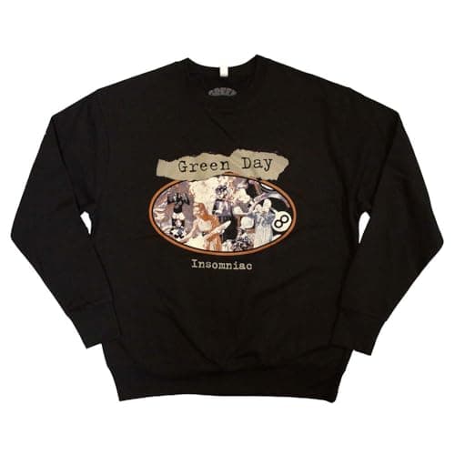 Image of Rock Off officially licensed products Green Day Insomniac Band Logo Sweatshirt, Black, XL