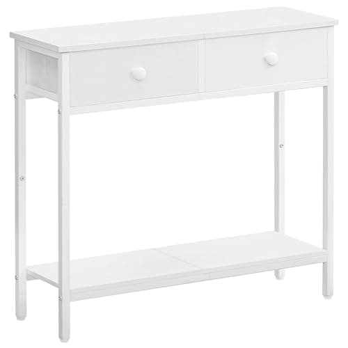 Image of HOOBRO Slim Console Table, Narrow Console Table with 2 Drawers, Hallway Table with Storage, Small Side Table for Small Spaces, Living Room, Entryway, Kitchen, Bedroom, White EWW71XG01