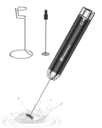 Image of Maestri House Rechargeable Milk Frother with Stepless Speed Control, Handheld Electric Foam Maker Waterproof Detachable Stainless Steel Whisk Drink Mixer Foamer for Lattes, Cappuccino, LunaFro Max