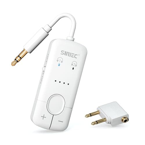 Image of Airfly Airplane Bluetooth Adapter for Headphones, Dual Bluetooth Transmitter for 2 AirPods with AptX 35H Playtime 3.5mm AUX Wireless Audio Transmitter for Planes Flight Airline Travel Bose, White