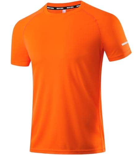 Image of Boyzn 1 Pack Athletic T Shirts for Men, Dry Fit Short Sleeve Crew Neck T-Shirts, Breathable Quick Dry Sports T-Shirts Yoga Running Tops, Active Fitness Workout Gym Moisture Wicking Shirts Orange-2XL