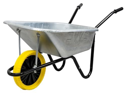 Image of Barrow in a Box Professional 120L Galvanised Wheelbarrow, The Walsall Wheelbarrow Company, Heavy Duty Steel Wheelbarrow with Puncture Proof Wheel