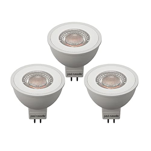 Image of paul russells LED MR16 Bulbs – Pack of 3-35W Halogen Spotlight Equivalent, 12V Bi-Pin Base (GU5.3) - 4.5W 345lm Energy Saving Lights, 36° Wide Beam - 3000K Warm White Frosted - Non-Dimmable Lamps