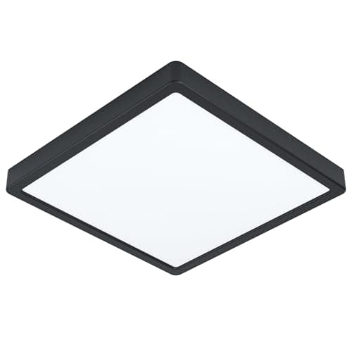Image of EGLO LED Ceiling Light Fueva 5, L x W 28.5 cm, 1-Bulb Surface-Mounted Light Modern Made of Steel and a Plastic Light Surface, Ceiling Light in Black, White, LED Surface, Neutral White
