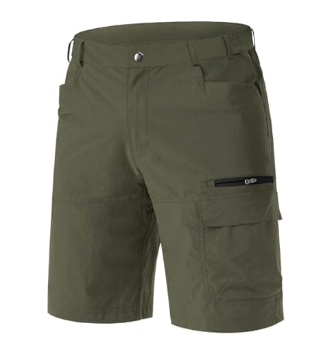 Image of EKLENTSON Mens Shorts Lightweight Zip Pockets Outdoor Quick Dry Safari Shorts Breathable Hiking Cycling Summer Work Shorts Green,36