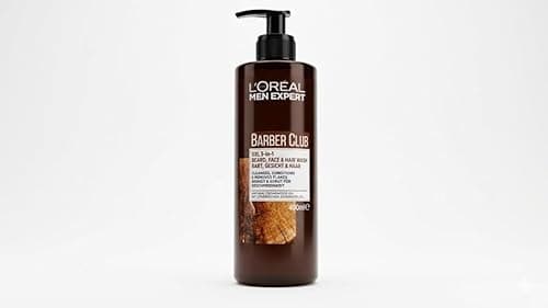 Image of L'Oreal Men Expert 3-In-1 Beard, Hair & Face Wash, Deeply Cleanses, Removes Beard Flakes, Residue & Odours, Leaves Beard Soft & Skin Clean, Barber Club, 200ml