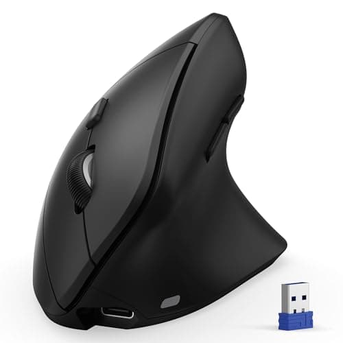 Image of TECKNET Ergonomic Mouse, Wireless Bluetooth (BT 5.0/3.0 + 2.4G) Vertical Mouse, Lightweight & Rechargeable USB-A Receiver Mouse, 6 Adjustable DPI Up to 4800, Silent Click for PC/Mac/Windows/Android