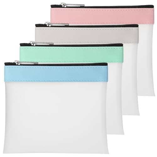 Image of 4 Pcs Clear Mini Makeup Bag, 4.9x4.5 Inch Waterproof Zipper Pouch, Small Cosmetic Bag for Women Travel Organizer, Coin Purse, Daily Toiletries Travel Office Supplies