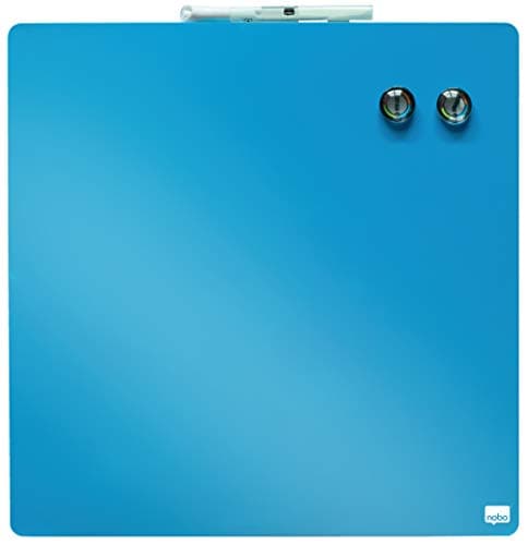 Image of Nobo Mini Magnetic Whiteboard Coloured Tile, Frameless, Dry Wipe, Easy Clean, Wall Mountable, Home/Office, 360 x 360 mm, Blue, 1903873