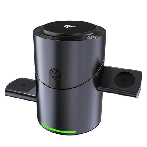 Image of Zanbeel 3 in 1 Wireless Charging Station with Touch Rotation,Charger Stand with Magnet for Apple Devices,15W Foldable Wireless Charger Stand for iPhone 17 16 15 14 13 12 & Apple Watch & Airpods,Black