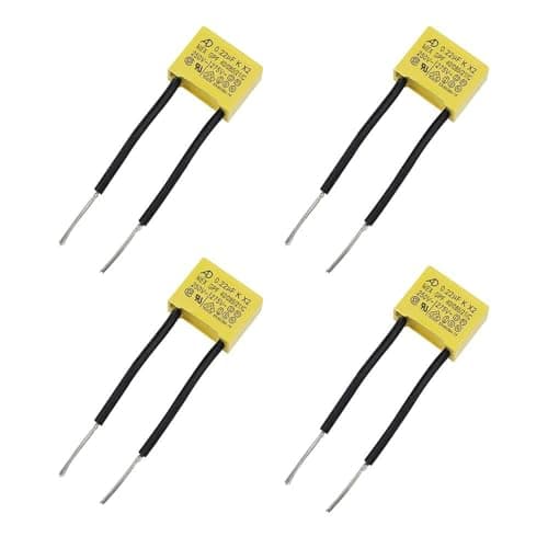 Image of BlueXP 4 Pack LED Capacitor 0.22uf 275VAC X2 MKP Radial Polypropylene Film Safety Capacitors Removal Interference Capacitors in Differential Mode for LED Lighting Lamp