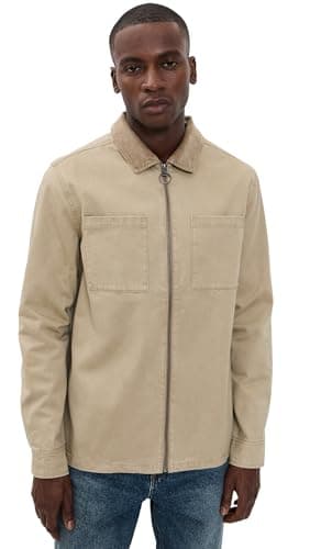 Image of Barbour Men's Lenker Regular Twill Overshirt, Stone, Large