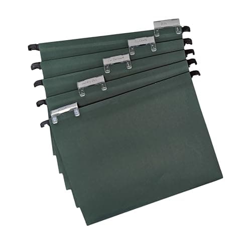 Image of Cathedral Products A4 Green Manilla Suspension Files with Clip on Index Tabs and Inserts - Pack of 50