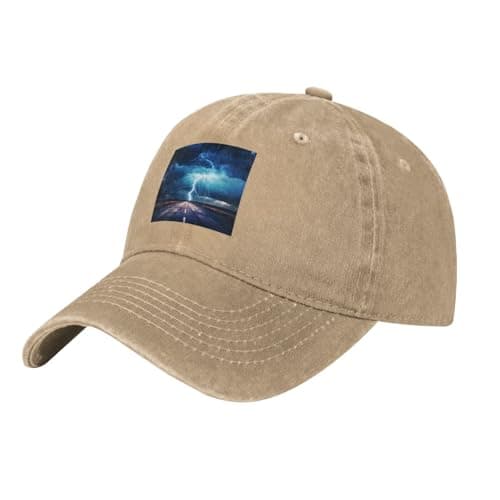 Image of HJFCZH Black Adult Baseball Cap Hat Lightning in a Flash Printing for Men and Women Comfort Adjustable, Natural, One size