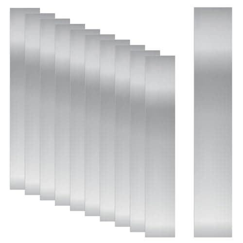 Image of Swpeet 10Pcs 304 Stainless Steel Shim Stock Kit, 1"(Width)× 6"(Length)× 0.001"(Thickness) Metal Shim Stock Strips Thin Metal Shims Sheet for Gap Filler Strip Craft Making