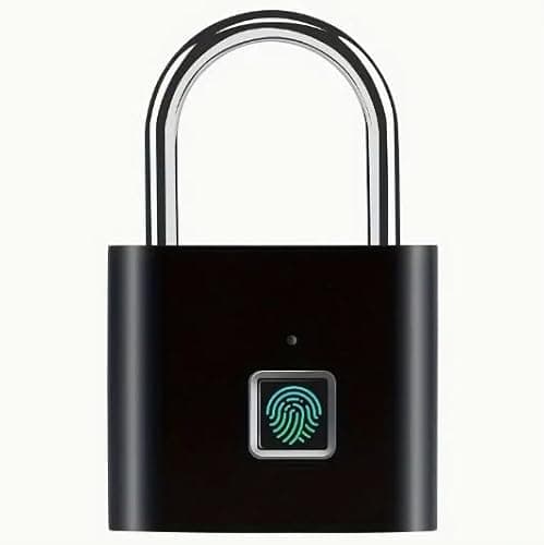 Image of Lightweight Waterproof Fingerprint Padlock USB-C Rechargeable - Stores 10 Fingerprints - Smart Padlock for Suitcase, Gym Locker - Biometric Lock - Portable Fingerprint Lock for Security