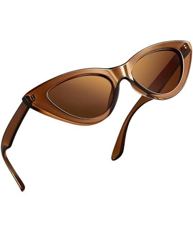 Image of Joopin Cat Eye Sunglasses for Women Polarised UV400 Protection Retro Fasion Narrow Pointy Cateye Sun glasses Deep Brown