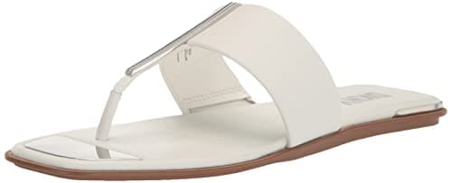 Image of DKNY Women's Comfortable Chic Shoe Deja Flat Sandal, White, 5 UK