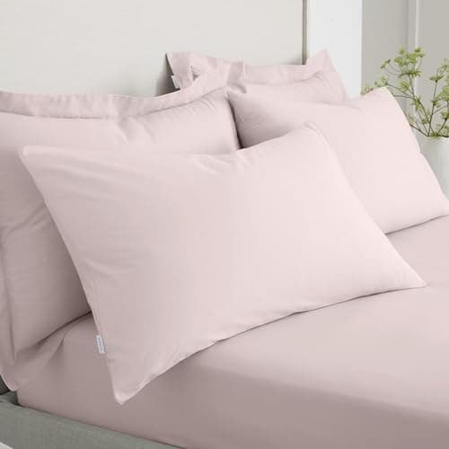 Image of Bianca 200 Thread Count Cotton Percale Standard Pillowcase Pair Blush