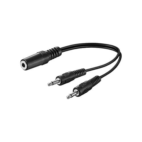 Image of Goobay 50472 3.5 mm Audio Y Cable Adapter, 1x Stereo Female to 2x Mono Male, Black, 0.2 m Cable Length